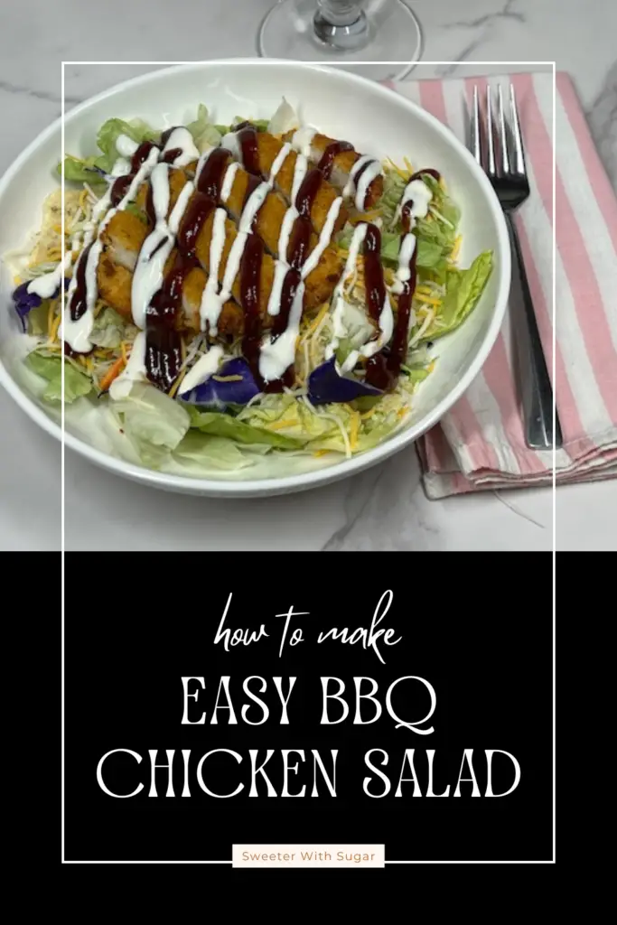 Savor the bold flavors of this Easy Barbecue Ranch Chicken Salad recipe! Featuring juicy breaded chicken, crisp veggies, smoky barbecue sauce, and creamy ranch dressing, this salad is a perfect balance of freshness and tangy zest. Ready in minutes, it's ideal for lunch, dinner, or a quick meal prep option. #BarbecueRanchSalad #ChickenSaladRecipe #EasyDinnerIdeas #HealthyMeals #BBQChicken #QuickSalads #FreshAndFlavorful #MealPrep