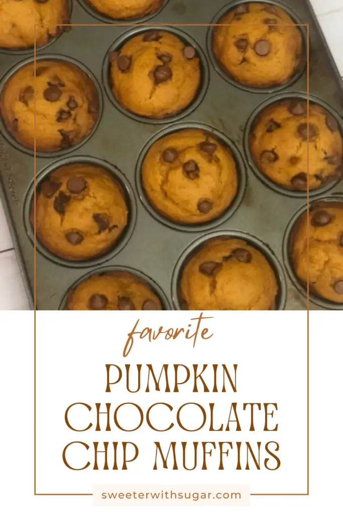 Pumpkin Chocolate Chip Muffins are the perfect blend of fall flavors! These moist and fluffy muffins combine the warm spices of pumpkin with rich, melty chocolate chips for a delicious snack or breakfast. Easy to make and perfect for cozy mornings, holiday gatherings, or a sweet treat on the go. #PumpkinMuffins #ChocolateChipMuffins #FallBaking #PumpkinRecipes #EasyMuffins #HolidayTreats #BakingWithPumpkin