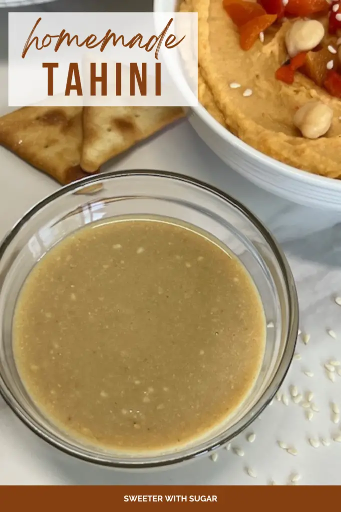 This Tahini recipe is super easy to make and works so well in our Roasted Red Pepper Hummus. This recipe makes a small amount-perfect for hummus. #Hummus #TahiniRecipe #HomemadeTahini #SesameSeeds