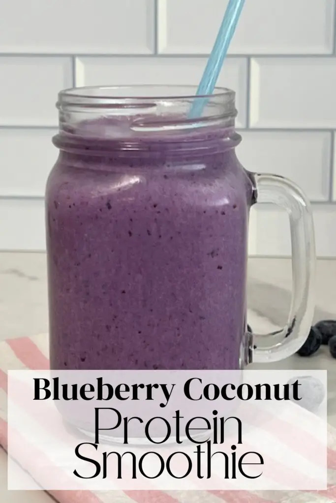 Blueberry Coconut Protein Smoothie is a refreshing and delicious smoothie for breakfast or as a healthy snack. The protein powder is delicious. The best I have tried. #ProtienPowder #CleanSimpleEatsProtienPowder #CoconutProteinPowder #LiquidBreakfast #EasySmoothies #SmoothieRecipes