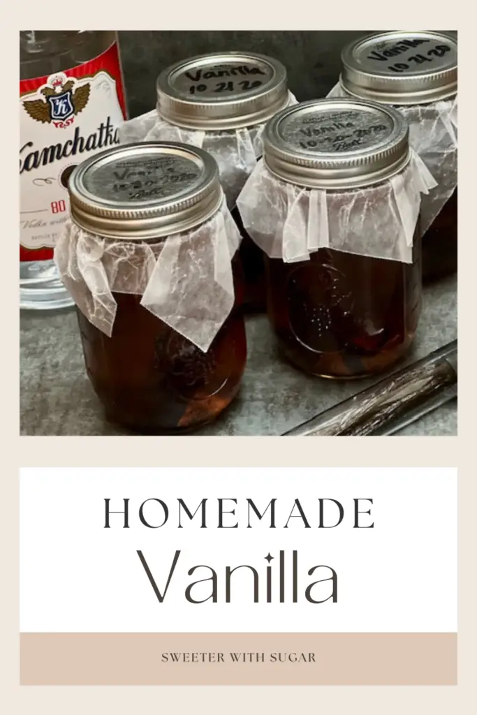 Homemade Vanilla is easy to make. It takes about eight month for the vanilla beans to soak for the flavor to be strong enough to use. #HomemadeVanilla #Vanilla #EasyRecipes #Vodka #MadagascarVanillaBeans