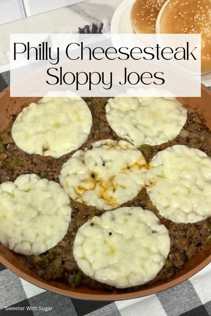 These Philly Cheesesteak Sloppy Joes are a twist on the classic sloppy Joe. They are made with savory ground beef, sautéed onions, green bell peppers, and mushrooms, all smothered in a tangy cheesesteak sauce. #PhillyCheesesteak
#EasyDinners
#SloppyJoes
#GroundBeefRecipes