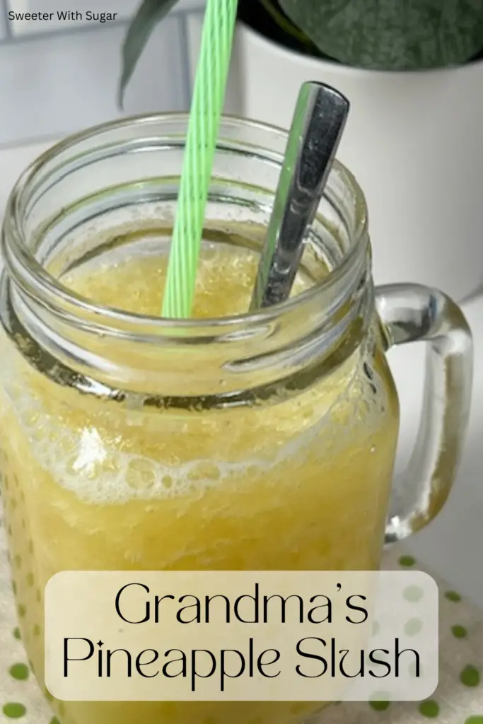 Grandma's Pineapple Slush is cool and refreshing! This sweet frozen treat combines juicy pineapple with citrus flavors for a perfectly icy drink that's ideal for hot summer days. Easy to make and nostalgic in flavor, this slush is perfect for family gatherings, picnics, or simply enjoying by the pool. For our family Grandma's Pineapple Slush says, Christmas! #PineappleSlush #SummerDrinks #FrozenTreats #GrandmasRecipes #EasyRecipes #RefreshingDrinks #SummerRefreshment #ChristmasBeverages