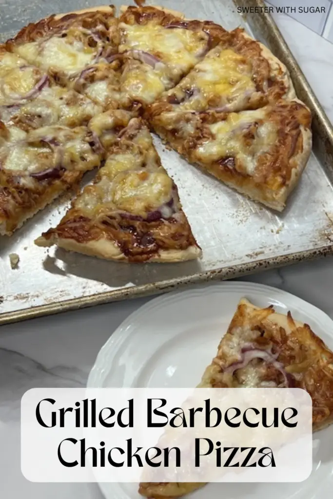 This Grilled Barbecue Chicken Pizza recipe has tender chicken, smoky barbecue sauce, red onion and melty cheese layered on a crispy crust. Perfect for a summer cookout or a quick weeknight dinner, this pizza brings the bold flavors of the grill straight to your table. #BBQChickenPizza #GrilledPizza #SummerRecipes #BarbecuePizza #EasyDinner #PizzaNight #GrillingSeason