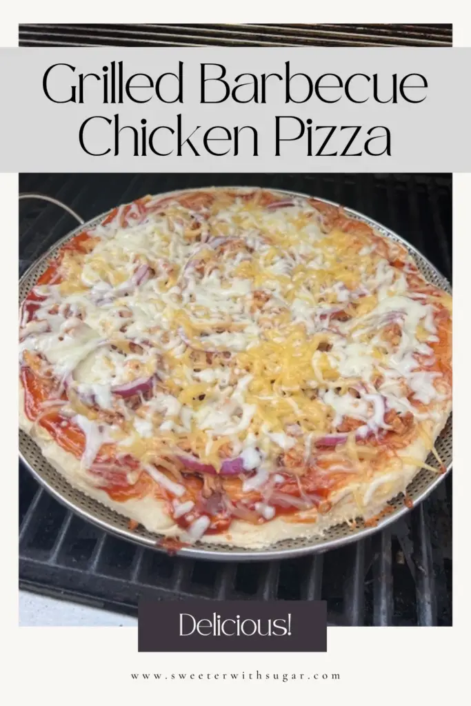 This Grilled Barbecue Chicken Pizza recipe has tender chicken, smoky barbecue sauce, red onion and melty cheese layered on a crispy crust. Perfect for a summer cookout or a quick weeknight dinner, this pizza brings the bold flavors of the grill straight to your table. #BBQChickenPizza #GrilledPizza #SummerRecipes #BarbecuePizza #EasyDinner #PizzaNight #GrillingSeason