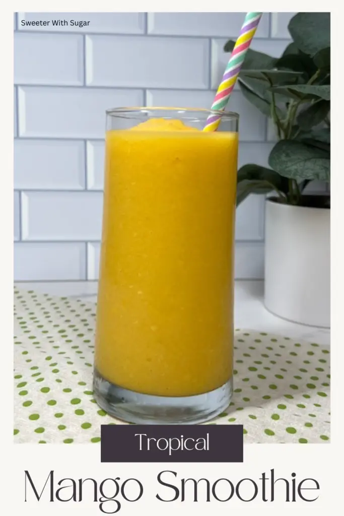 The tropical taste of this creamy Mango Smoothie is perfect for summer and anytime of the year. This smoothie is blended with mangoes, peaches, pineapple and coconut water, this smoothie is both refreshing and nutritious. Perfect for breakfast, a snack, or a post-workout drink, it's packed with vitamins and natural sweetness. Quick and easy to make, it's a delicious way to stay energized all day long! #MangoSmoothie #HealthyDrinks #TropicalSmoothie #EasyRecipes #BreakfastIdeas #PostWorkoutDrink #SummerRecipes