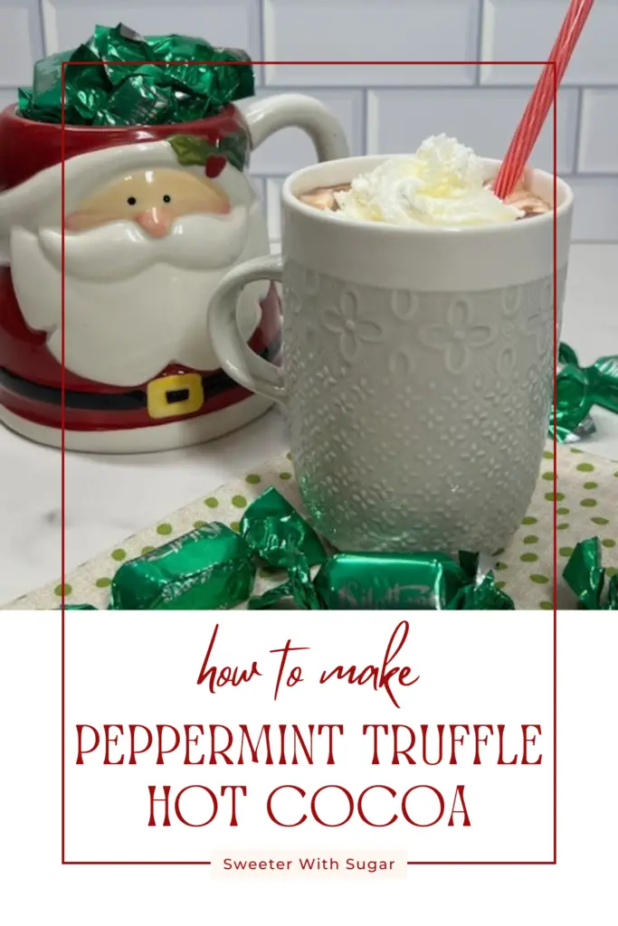 Warm up with this indulgent Peppermint Truffle Hot Cocoa recipe this holiday season. This recipes uses Dilettante Truffles which are rich, creamy, and infused with a hint of mint, this delightful drink is perfect for cozy nights and festive gatherings. It is super easy to make and sure to please! #PeppermintHotCocoa #HotChocolate #TruffleCocoa #WinterRecipes #FestiveDrinks #CozyNights #EasyRecipes #HolidayTreats