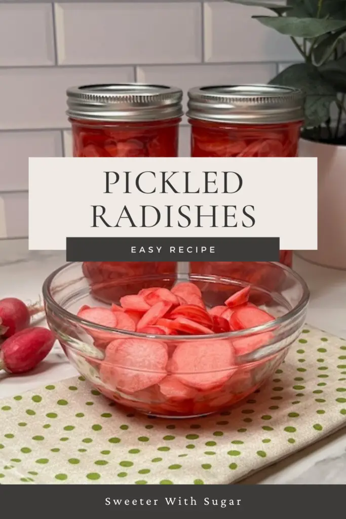 Elevate your dishes with our tangy and crunchy Pickled Radishes recipe. Simple to make and bursting with flavor, these pickled radishes are perfect for salads, sandwiches, and more. #PickledRadishes #PicklingRecipes #EasyRecipes #HomemadePickles #TangyTreats #HealthySnacks #FlavorfulFood #DIYPickling