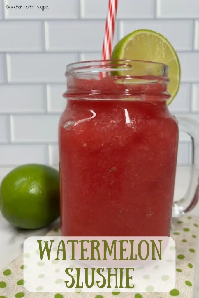 Watermelon Slushies are sweet and refreshing! Made with fresh, juicy watermelon and a hint of fresh lime. This icy drink is the perfect summer treat. Easy to prepare and naturally sweet, it's a hydrating way to stay cool on hot days. Perfect for kids and adults alike! #WatermelonSlushie #SummerDrinks #RefreshingRecipes #EasyRecipes #HealthyDrinks #SummerTreats #Hydrating