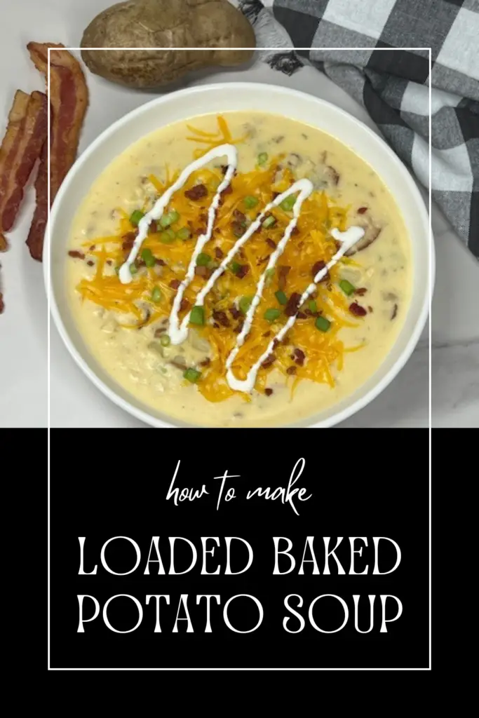 Warm up with this comforting and creamy Loaded Baked Potato Soup recipe! Packed with tender potatoes, crispy bacon, cheddar cheese, and topped with sour cream, this hearty soup is the ultimate comfort food. Perfect for chilly nights or family dinners, it's easy to make and loaded with all your favorite baked potato toppings. #LoadedPotatoSoup #ComfortFood #BakedPotatoSoup #EasyDinner #SoupRecipes #CozyMeals #HeartySoups