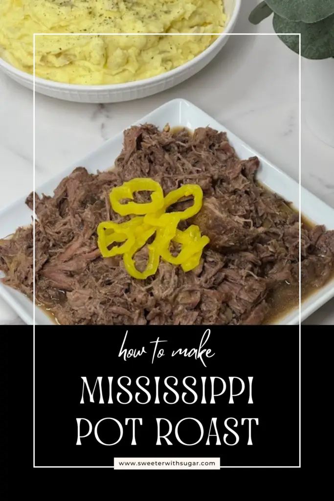 Make dinner unforgettable with this savory Mississippi Pot Roast recipe! This tender, flavorful roast is slow-cooked with ranch seasoning, au jus gravy mix, butter, and pepperoncini for a melt-in-your-mouth dish that’s perfect for family dinners or meal prepping. Serve it with mashed potatoes for the ultimate comfort food experience. #MississippiPotRoast #ComfortFood #EasyDinnerRecipe #SlowCookerMeals #TenderRoast #FamilyDinnerIdeas #PotRoastPerfection