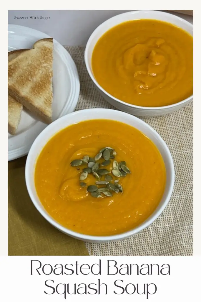 Warm up with this creamy and flavorful Roasted Banana Squash Soup recipe! Made with roasted banana squash and aromatic spices. This comforting soup is perfect for fall and winter. It's easy to make, naturally healthy, and pairs beautifully with crusty bread or a side salad. It is a cozy, satisfying dish for weeknight dinners-or anytime. #ButternutSquashSoup #ComfortFood #FallRecipes #HealthySoups #RoastedVegetables #CozyMeals #EasyDinnerIdeas