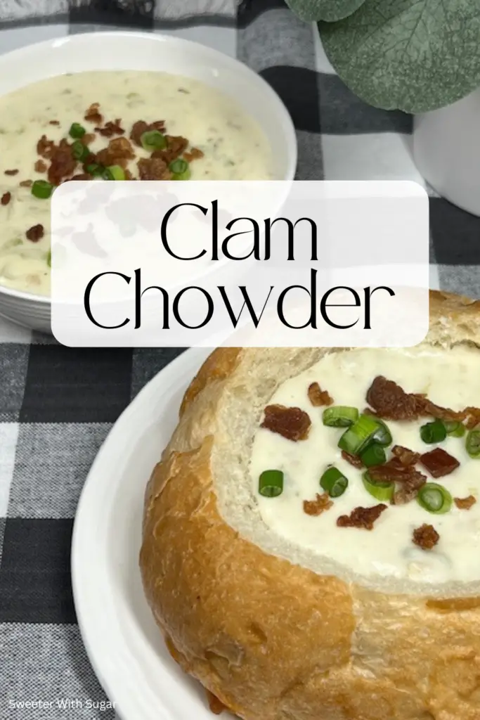 Warm up with a bowl of rich and creamy Classic Clam Chowder! This hearty New England-style soup is packed with tender clams, crispy bacon, potatoes, and a flavorful, creamy broth. Perfect for chilly nights, seafood lovers, or a comforting homemade meal. Serve with crusty bread for the ultimate experience! #ClamChowder #ClassicClamChowder #SeafoodSoup #ComfortFood #NewEnglandChowder #HomemadeSoup #CozyEats #CreamySoup