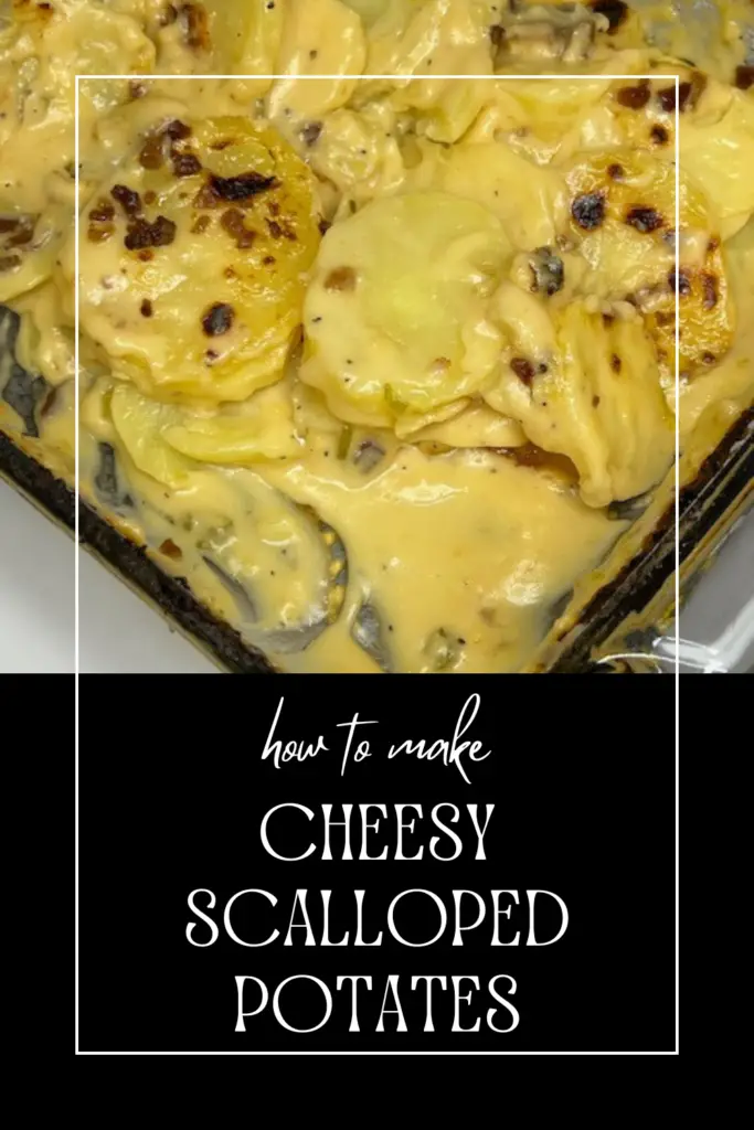 These Cheesy Scalloped Potatoes are the ultimate creamy, cheesy, comforting side dish! Made with thinly sliced potatoes baked in a rich, cheese sauce, this easy scalloped potatoes recipe is perfect for holidays, family dinners, or a side dish for dinner. Every bite is irresistibly creamy and flavorful. Top with bacon crumbles for extra deliciousness. Whether you're serving it for Thanksgiving, Christmas, or a weeknight dinner, these homemade scalloped potatoes with cheese are always a hit! 
#CheesyScallopedPotatoes #EasySideDish #ComfortFood #PotatoRecipes #ScallopedPotatoes #HolidayRecipes #CheeseLover